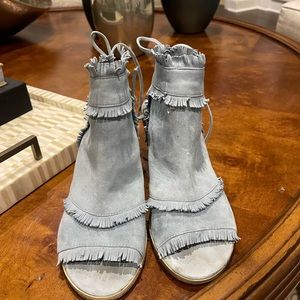 Baby Blue Suede Open Toe Shoes